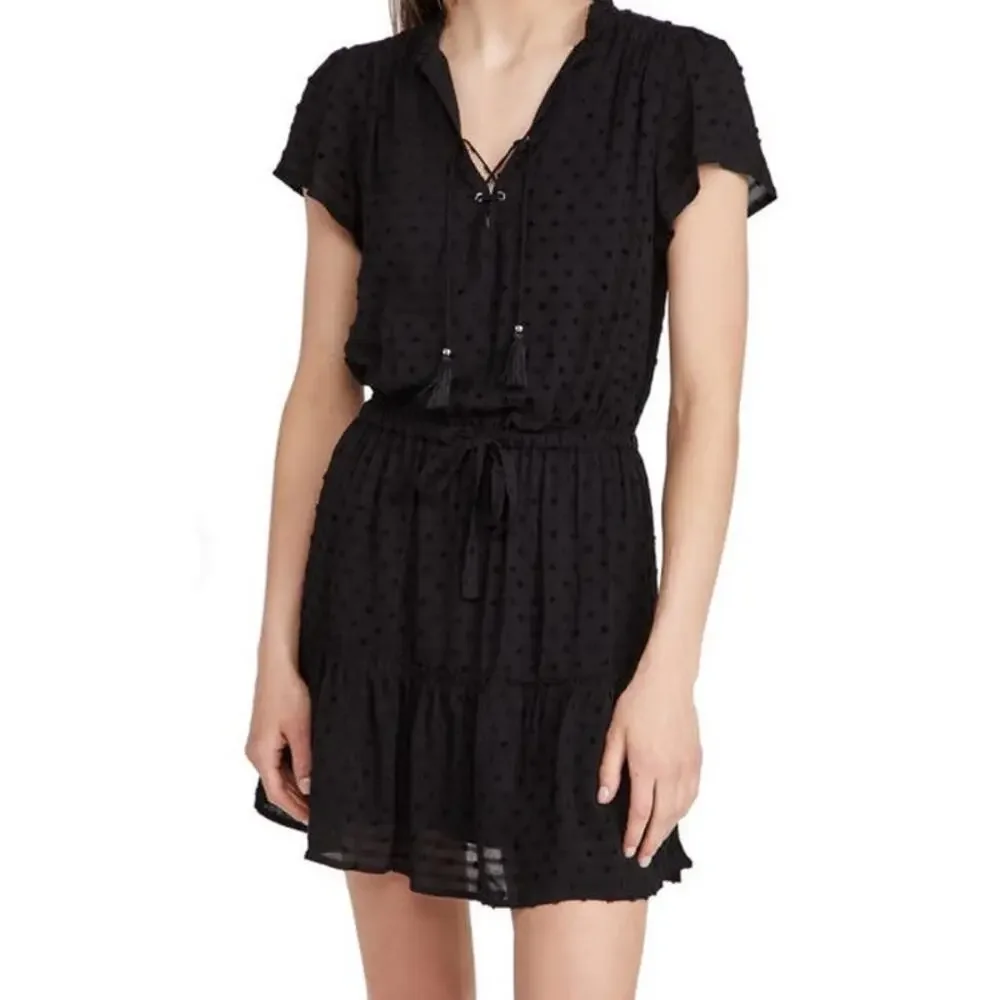 PAIGE Jannah Swiss Dot Mini Dress in‎ Black Size XS